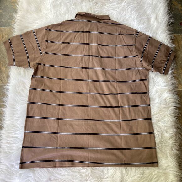 Vintage Cross Creek Shirt Sz XL Brown Striped Polo Made In USA Outdoors Casual - Picture 4 of 4